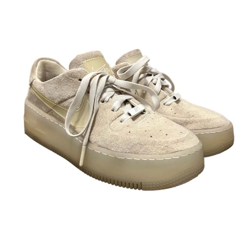 Nike Air Force 1 Suede Leather Cream Low Phantom Swoosh Sneaker platform 7.5